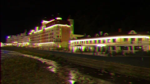 Glitch effect. Mzymta River. Rosa Khutor. Night. Sochi, Russia Stock Footage 107132680