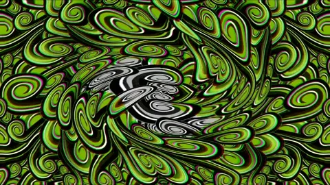 Glitch Effect Neon Leaf Pattern Background Abstract Botanical Lines on Dark Loop Stock Footage 321139613