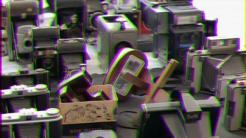Glitch effect. Old camera on the counter. Rome, Italy 스톡 동영상 105019226