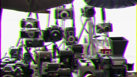 Glitch effect. Old camera on the counter. Rome, Italy 스톡 동영상 105019250