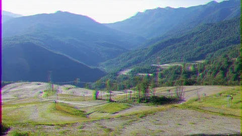Glitch effect. Olympic slopes at Rosa Khutor. Russia, Sochi Stockbeeldmateriaal 106754377
