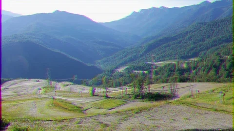 Glitch effect. Olympic slopes at Rosa Khutor. Russia, Sochi Stockbeeldmateriaal 106754396