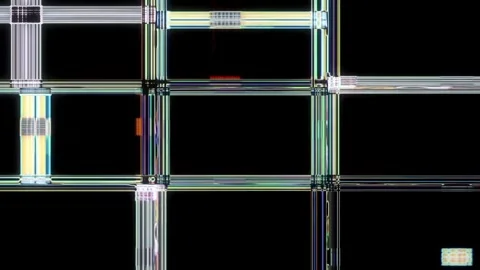 A glitch effect or digital visual disturbance on a pitch-black background 스톡 동영상 329395094