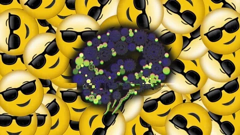 Glitch effect over human brain icon against against multiple face wearing Stock Footage 157569905