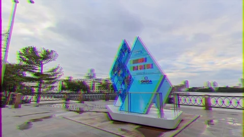 Glitch effect. Paralympic Clock Games in Sochi 2014. 4K. Time Lapse Stock Footage 105279884