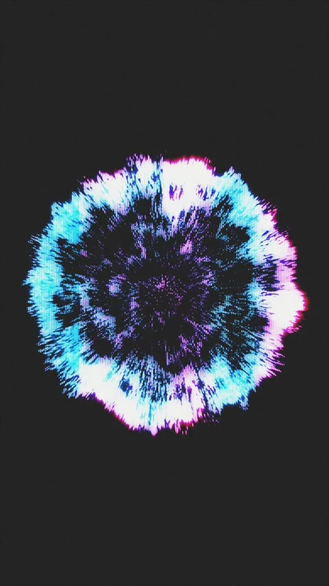 Glitch effect particle sphere explosion cyberpunk abstract vertical backgroun Stock Footage 339432508