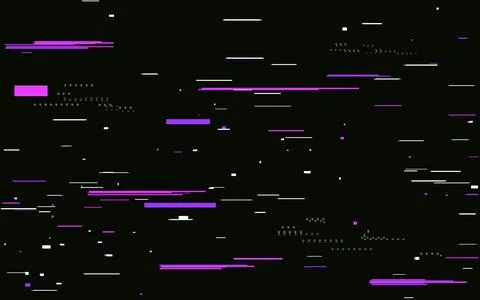 Glitch effect with pink and purple digital noise on black background. Futuris 스톡 일러스트