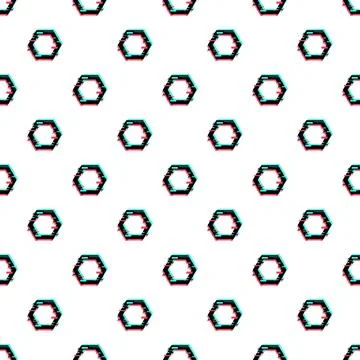 Glitch effect repeating hexagon pattern background Stockillustratie