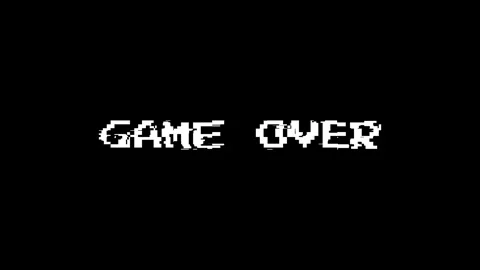 Glitch effect on retro pixel game over text against black background Stock Footage 329753066