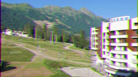 Glitch effect. Rosa Khutor Plateau. Russia, Sochi Stock Footage 106753622
