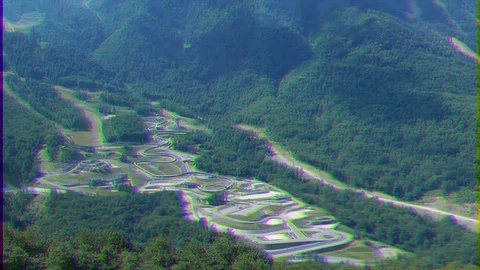 Glitch effect. Sanki Complex. Sochi, Russia Stock Footage 105852387
