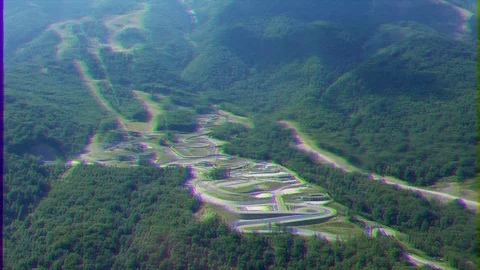 Glitch effect. Sanky Complex. Rosa Khutor, Sochi, Russia Stockbeeldmateriaal 105788639