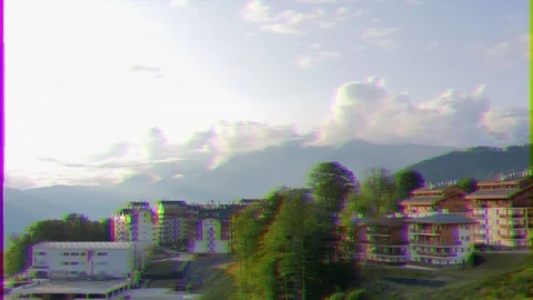 Glitch effect. Shelter Panda. Olympic Village. Sochi, Russia Video stock 107040962
