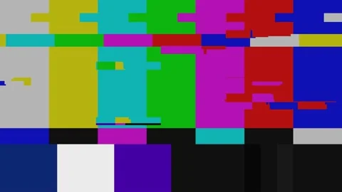 Glitch effect. SMPTE color bars with glitch effect and with periodically pop-up Stock Footage 160199886