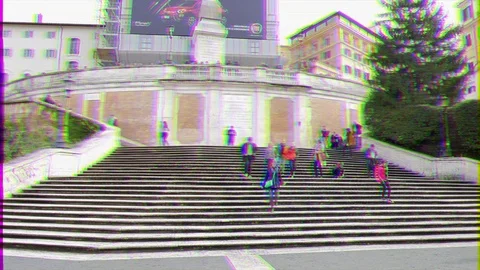 Glitch effect. Spanish Steps. Rome, Italy Stock Footage 105018690