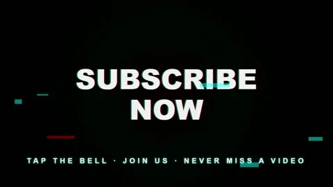 Glitch effect subscribe now animation with digital distortion on black 스톡 동영상 345753516