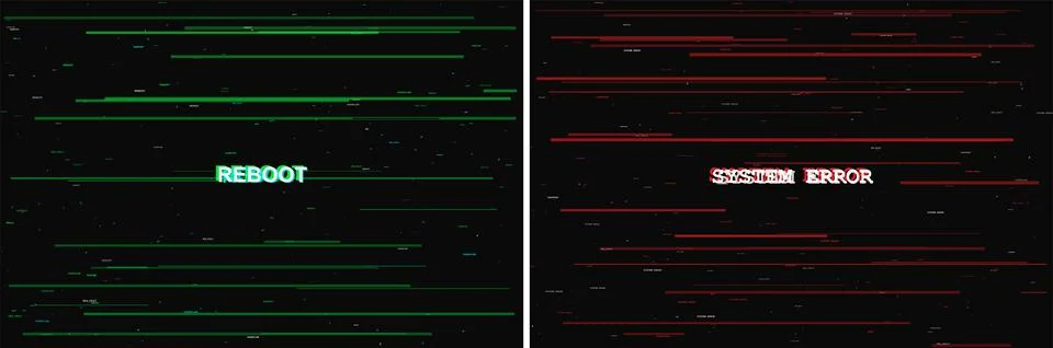 Glitch Effect System Error and Reboot 2 Pack Bundle Stock Illustration