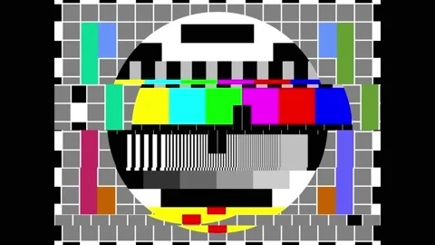 Glitch effect. Test pattern from a tv transmission with colorful bars on the Stock Footage 166799576