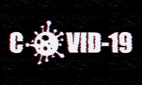 Glitch effect Text and logo Coronavirus COVID-19 . Virus bacteria Coronavirus Stock Illustration