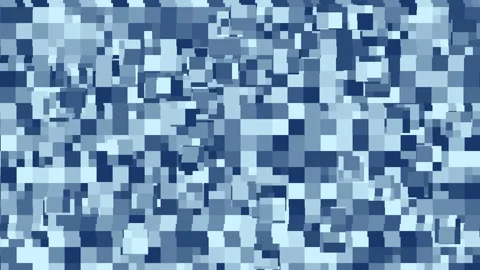 Glitch effect on vibrant mosaic of varying blue squares, modern digital visual Stock Footage 342776949