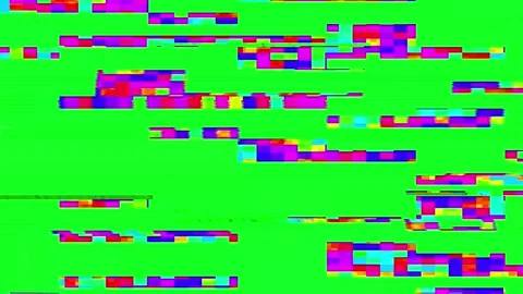 Glitch effect. Video Damage on a green screen. Visual video effects stripes Stock Footage 309132546