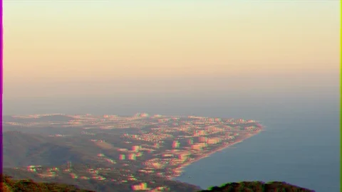 Glitch effect. View Adler Olympic. Zoom. Sochi, Russia Stock Footage 107080690