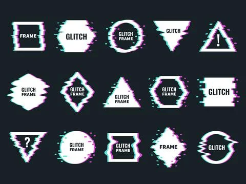 Glitch effects frames. Distortion and noise abstract minimalistic shapes Illustrazione stock