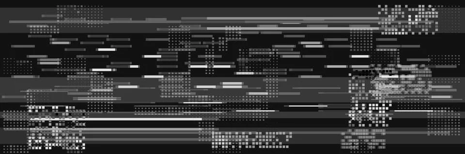 Glitch elements on black vector background, abstract digital pixel dots, noise Stock Illustration