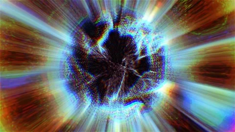 Glitch energy particle sphere with light rays and chromatic effect. Video stock 342024859