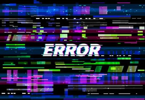 Glitch error color pixels VHS video problem screen Stock Illustration