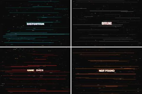 Glitch Error Gaming and Tech 4 Banner Bundle Pack 02 Stock Illustration