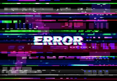 Glitch error screen, VHS video problem background Stock Illustration