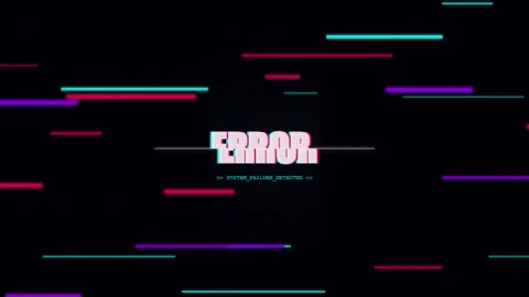 Glitch Error Text Animation with System Failure Detected Warning Loop Stock Footage 342779837