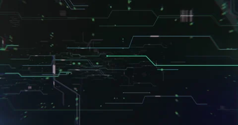 Glitch fly through digital network code. Loopable Video stock 131865370