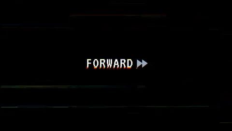 Glitch Forward text animation with distortion lines on black background Video stock 313019672