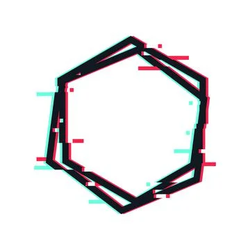Glitch Frame. .Geometric polygonal shapes with tv distortion effect. VHS glit Stock Illustration