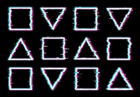 Glitch frames vector distorted glitched borders Stock-Illustration