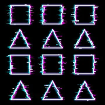 Glitch frames vector distorted glitched borders Stock Illustration