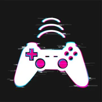 Glitch gamepad computer joystick icon Stock Illustration