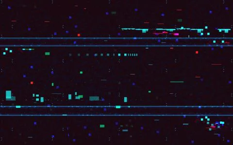 Glitch geometric distortion backdrop. Abstract random pixels on dark texture. Stock Illustration