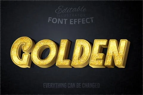 Glitch golden text effect, shiny gold alphabet style Stock Illustration