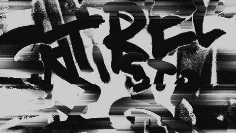 Glitch Graffiti Abstract With Scanline Distortion and Black Spray Paint 스톡 일러스트