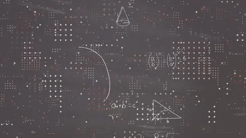Glitch grid shifting left initiating chalk math formulas sketching and looping Stock Footage 317799632