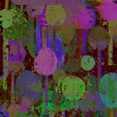 Glitch grunge retro floating forest trees saturated low res lomo Stock Footage 297665870