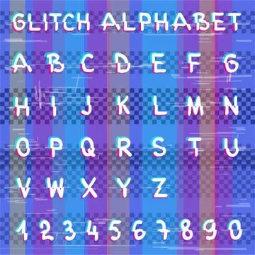 Glitch hacker alphabet Stock Illustration