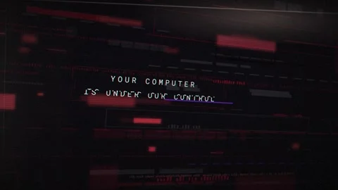 Glitch hacker attack screen with Your Computer Is Under Our Control text 库存影片 347278254