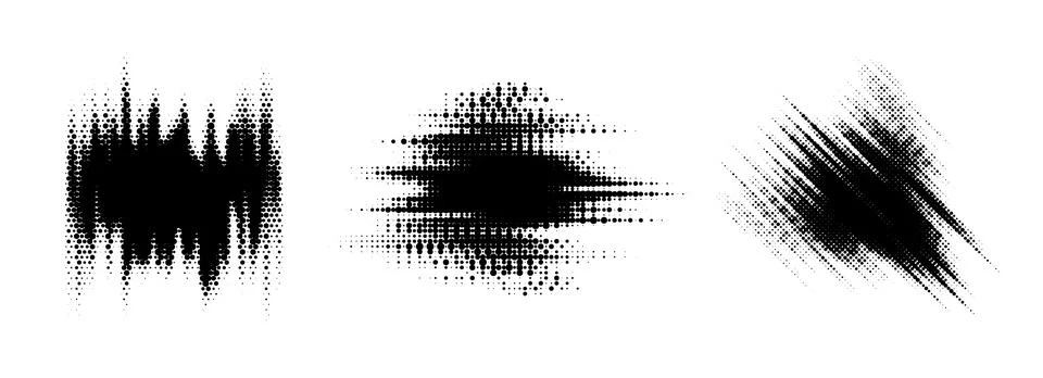 Glitch halftone line element set. Dotted texture diagonal form collection Stock Illustration