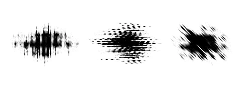 Glitch halftone line element set. Dotted texture geometric form collection Stock Illustration