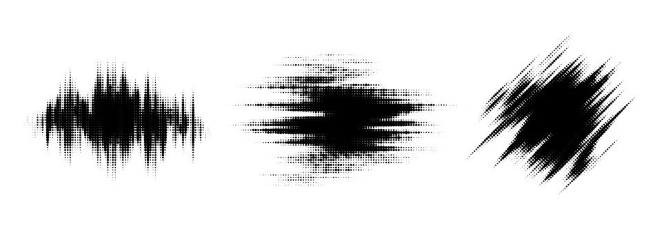 Glitch halftone line element set. Dotted texture geometric form collection Illustrazione stock