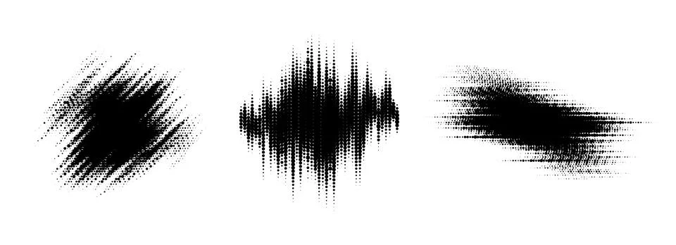 Glitch halftone line element set. Dot texture geometric form collection. Grunge Illustrazione stock